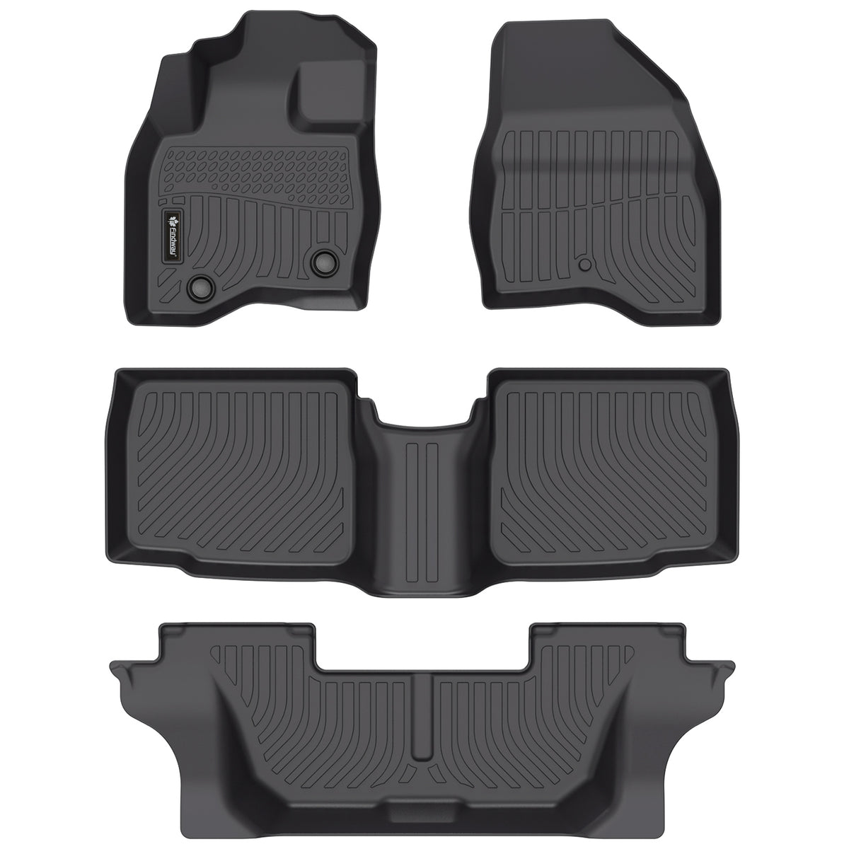 Findway F100 3D Car Floor Mat / Liner (1st Row, 2nd Row & 3rd Row) for 2015-2019 Ford Explorer 7-Seater - 2216AN