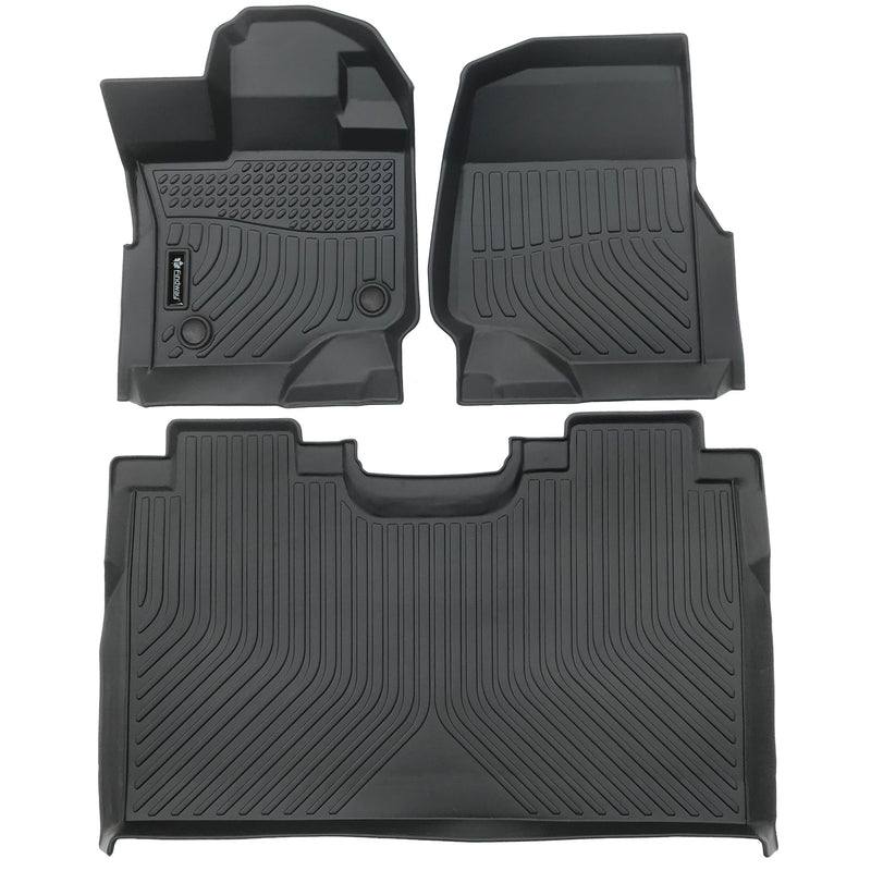 Findway F100 3D Car Floor Mat / Liner (1st Row & 2nd Row) for 2015-2024 ford F150 SuperCrew 5-Seater not Equipped with Fold-Flat Storage Under Rear Seat- 22170N