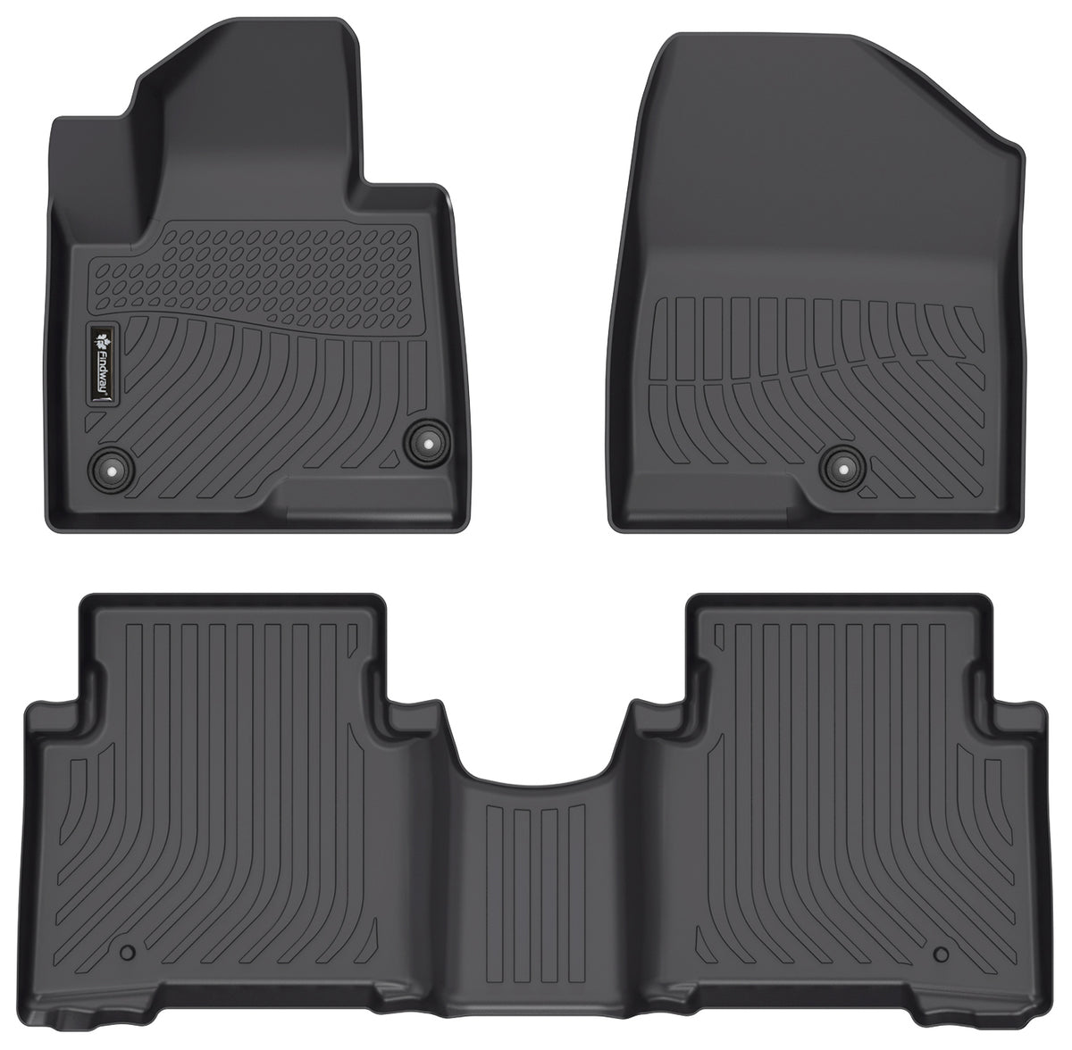 Findway F100 3D Car Floor Mat / Liner (1st Row & 2nd Row) for 2013-2019 Hyundai Santa-Fe XL - 28230N