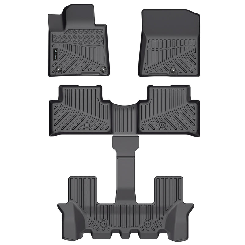 Findway F100 3D Car Floor Mat / Liner (1st Row, 2nd Row & 3rd Row) for 2021-2025 Kia Sorento Non-Hybrid 6-Seater / 7-Seater - 3427AN