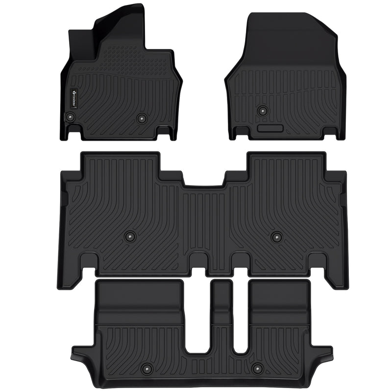 Findway F100 3D Car Floor Mat / Liner (1st Row, 2nd Row & 3rd Row) for 2024-2025 Kia EV9 7-Seater - 3446AN