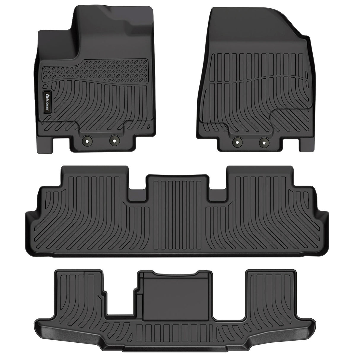 Tapis de sol 3D Findway F100 (1re, 2e et 3e rangées) pour Nissan Pathfinder 7 places (2022-2026) et Infiniti QX60 6 places (2022-2026) - 4641AN