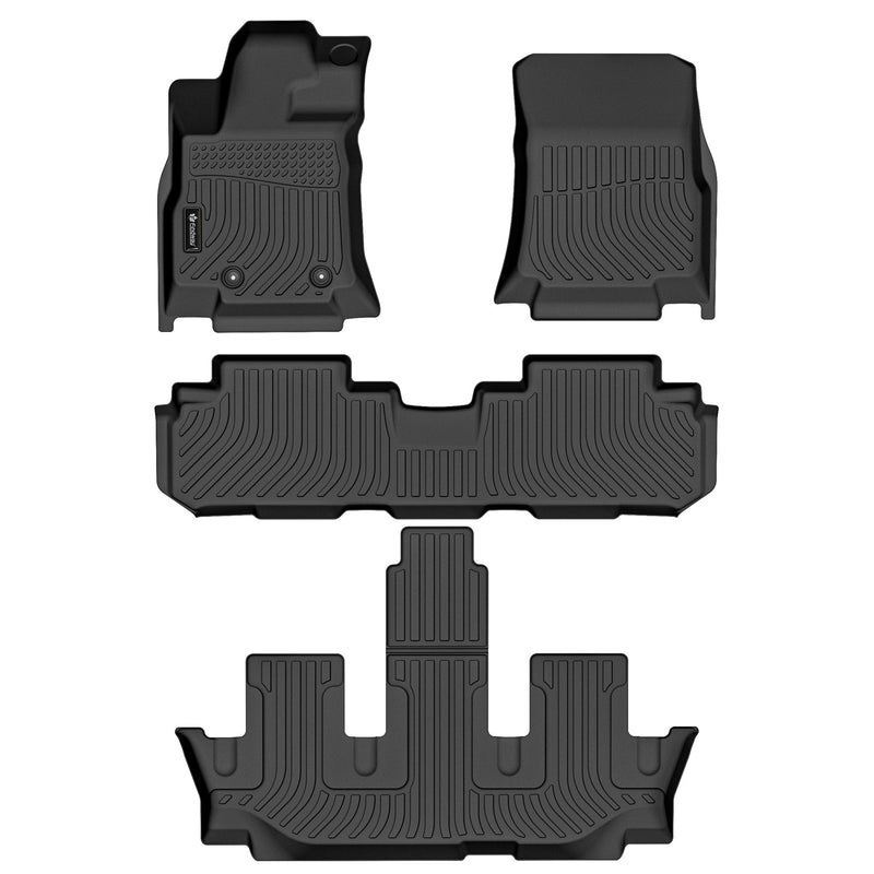 Findway F100 3D Car Floor Mat / Liner (1st Row, 2nd Row & 3rd Row) for 2019-2024 Subaru Ascent with 2nd Row Bench Seating (8-Seater) - 6021AN