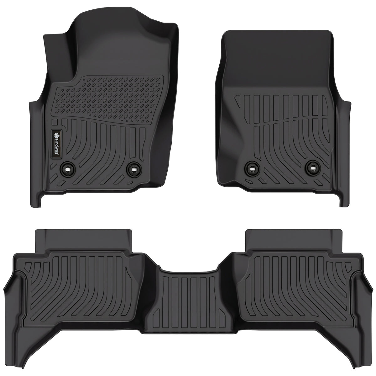Tapis de sol 3D Findway F100 (1re et 2e rangées) pour Toyota Tacoma Double Cab 2024-2026 à transmission manuelle - 62610N