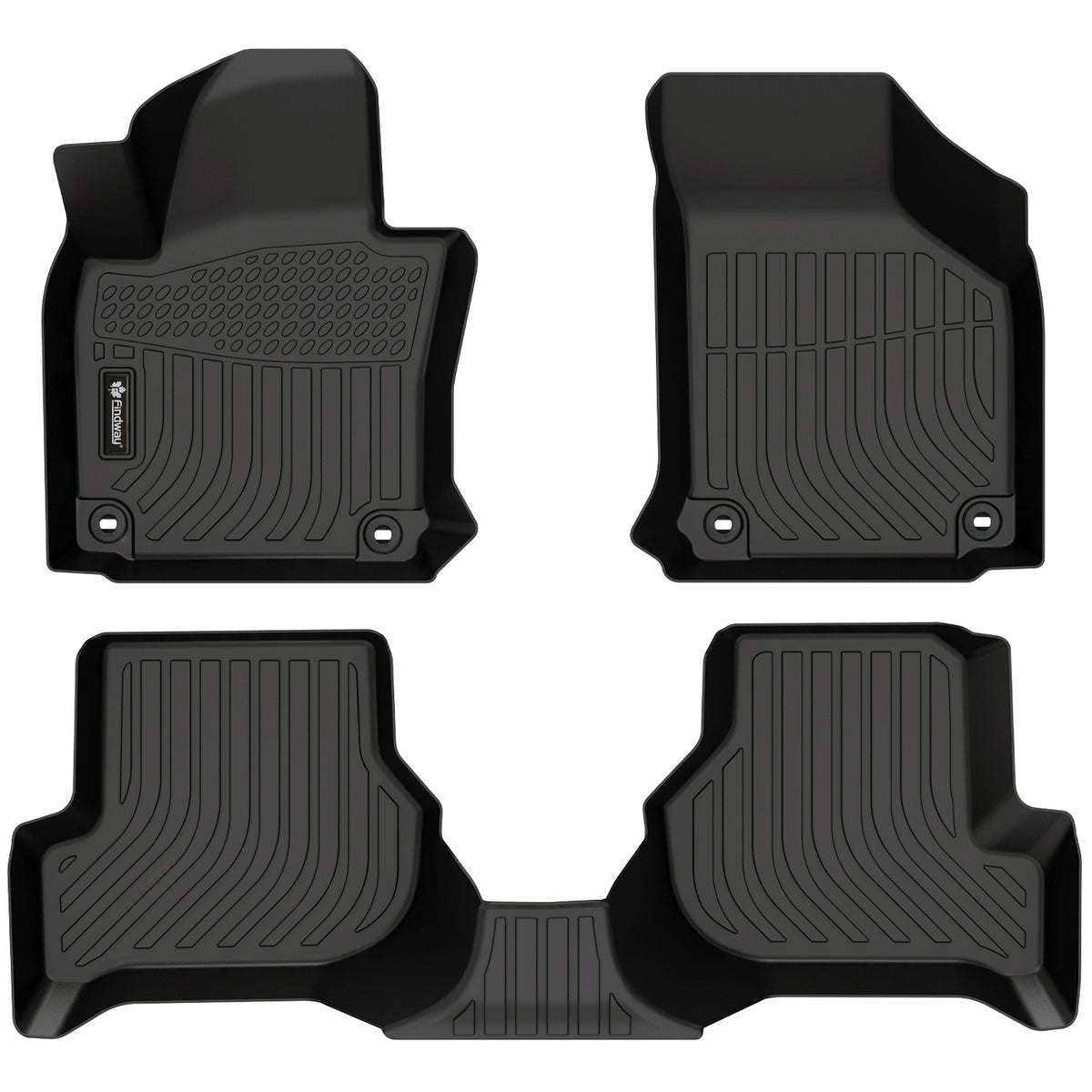 Findway F100 3D Car Floor Mat / Liner (1st Row & 2nd Row) for 2006-2010 Volkswagen Jetta Sedan / 2006-2014 Golf / GTI - 63290N