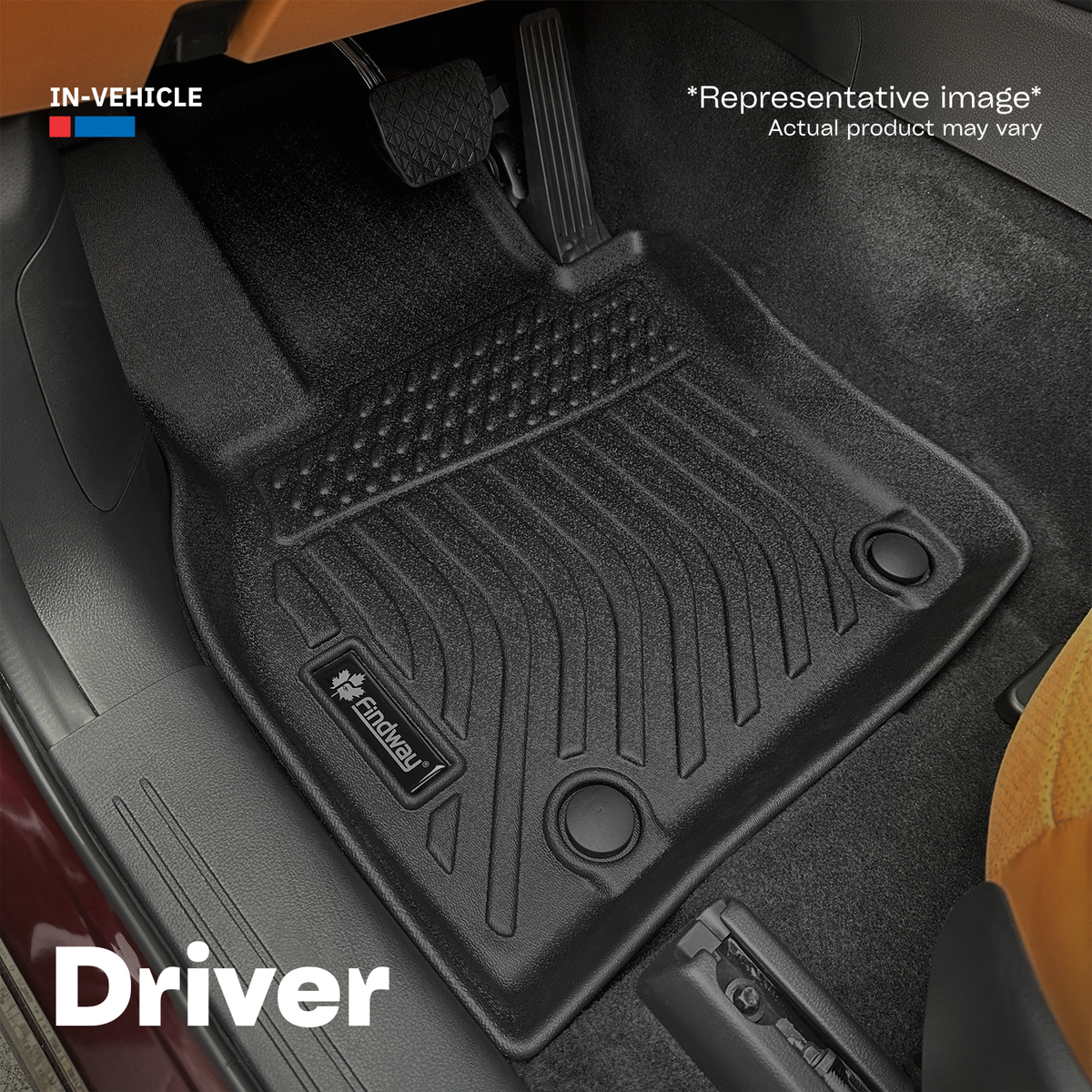 Findway F100 3D Car Floor Mat / Liner (1st Row, 2nd Row & 3rd Row) for 2020-2025 Kia Telluride 7/8-Seater - 3426AN