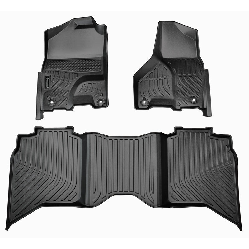 Findway F100 3D Car Floor Mat / Liner (1st Row & 2nd Row) for 2013-2018 RAM 1500 / 2500 / 3500 Crew Cab / 2019-2023 RAM RAM 1500 Classic Crew Cab - 19110N