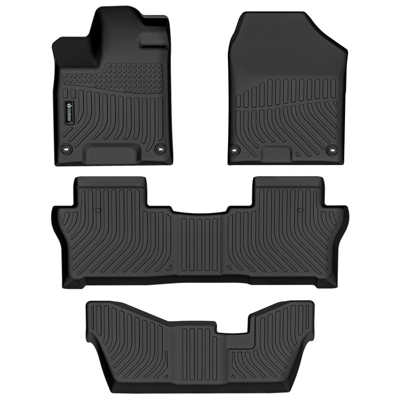 Findway F100 3D Car Floor Mat / Liner (1st Row, 2nd Row & 3rd Row) for 2016-2022 Honda Pilot 8-Seater - 2623AN