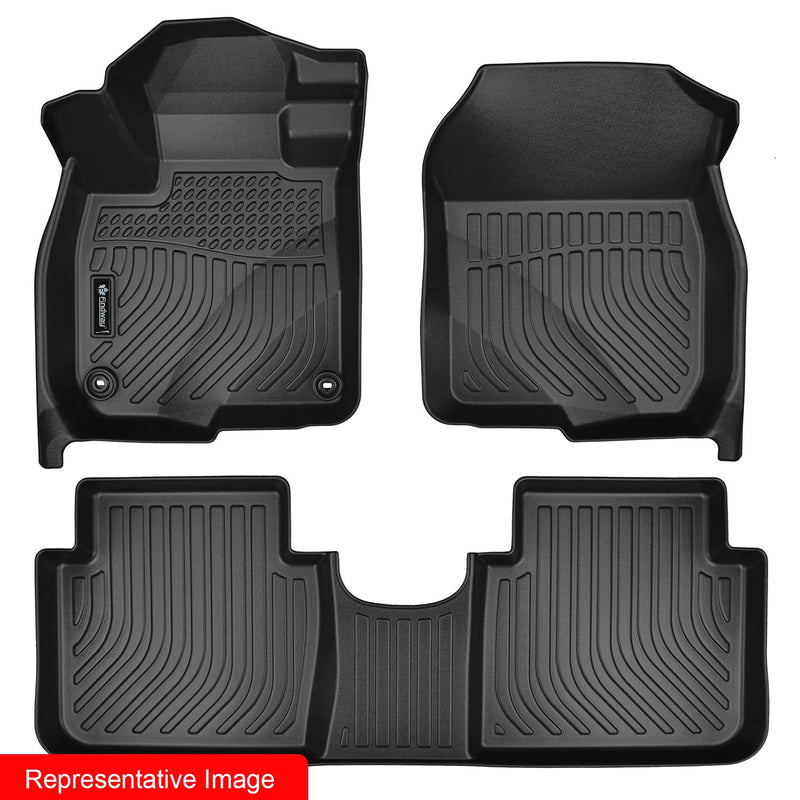 Findway F100 3D Car Floor Mat / Liner (1st Row & 2nd Row) for 2014-2018 Chevrolet Silverado 1500 Crew Cab 5-Seater / 2014-2018 GMC Sierra 1500 Crew Cab 5-Seater - 12340N