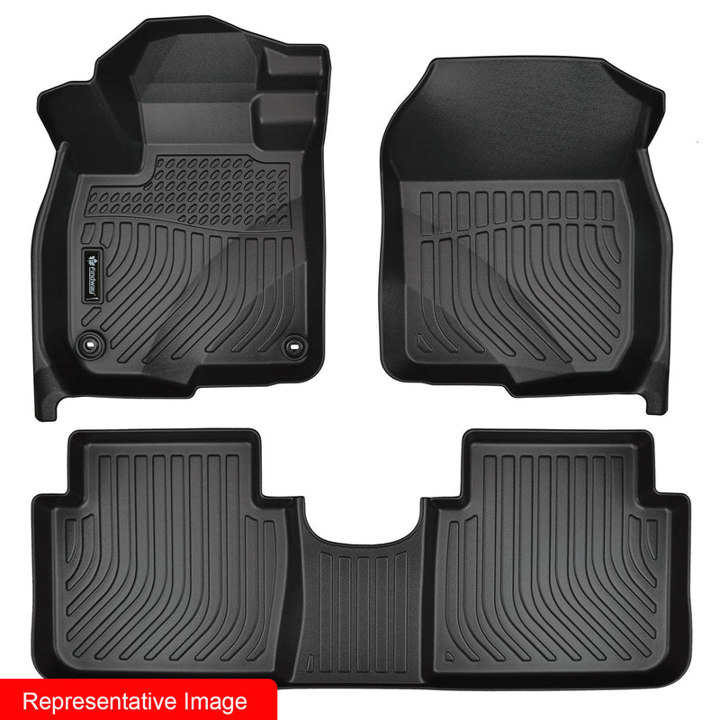 Findway F100 3D Car Floor Mat / Liner (1st Row & 2nd Row) for 2017-2022 Ford F-250 / F-350 / F-450 5-Seater with Rear Under Seat Fold-Flat Storage - 22330N