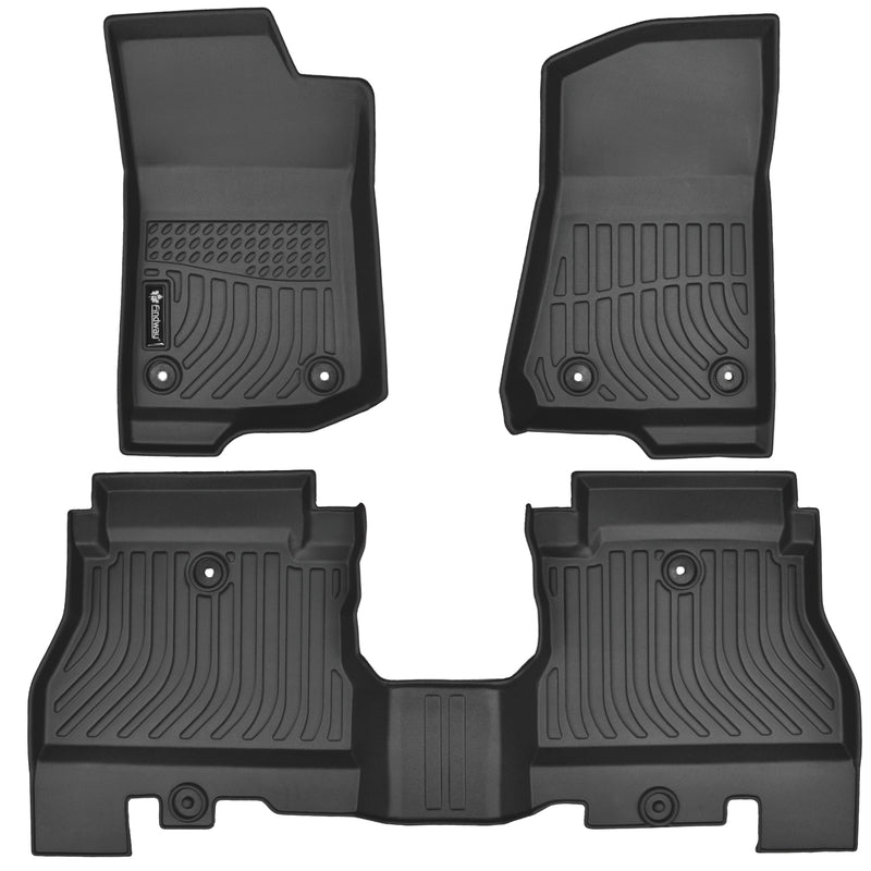 Findway F100 3D Car Floor Mat / Liner (1st Row & 2nd Row) for 2018 Jeep Wrangler JL 4-Door / 2019-2024 Jeep Wrangler 4-Door - 33120N