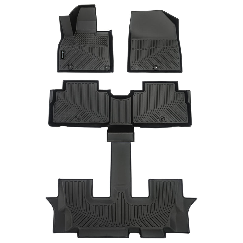 Findway F100 3D Car Floor Mat / Liner (1st Row, 2nd Row & 3rd Row) for 2020-2024 Kia Telluride 7/8-Seater - 3426AN